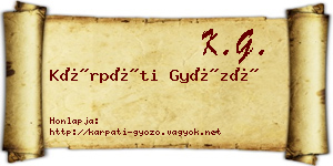 Kárpáti Győző névjegykártya